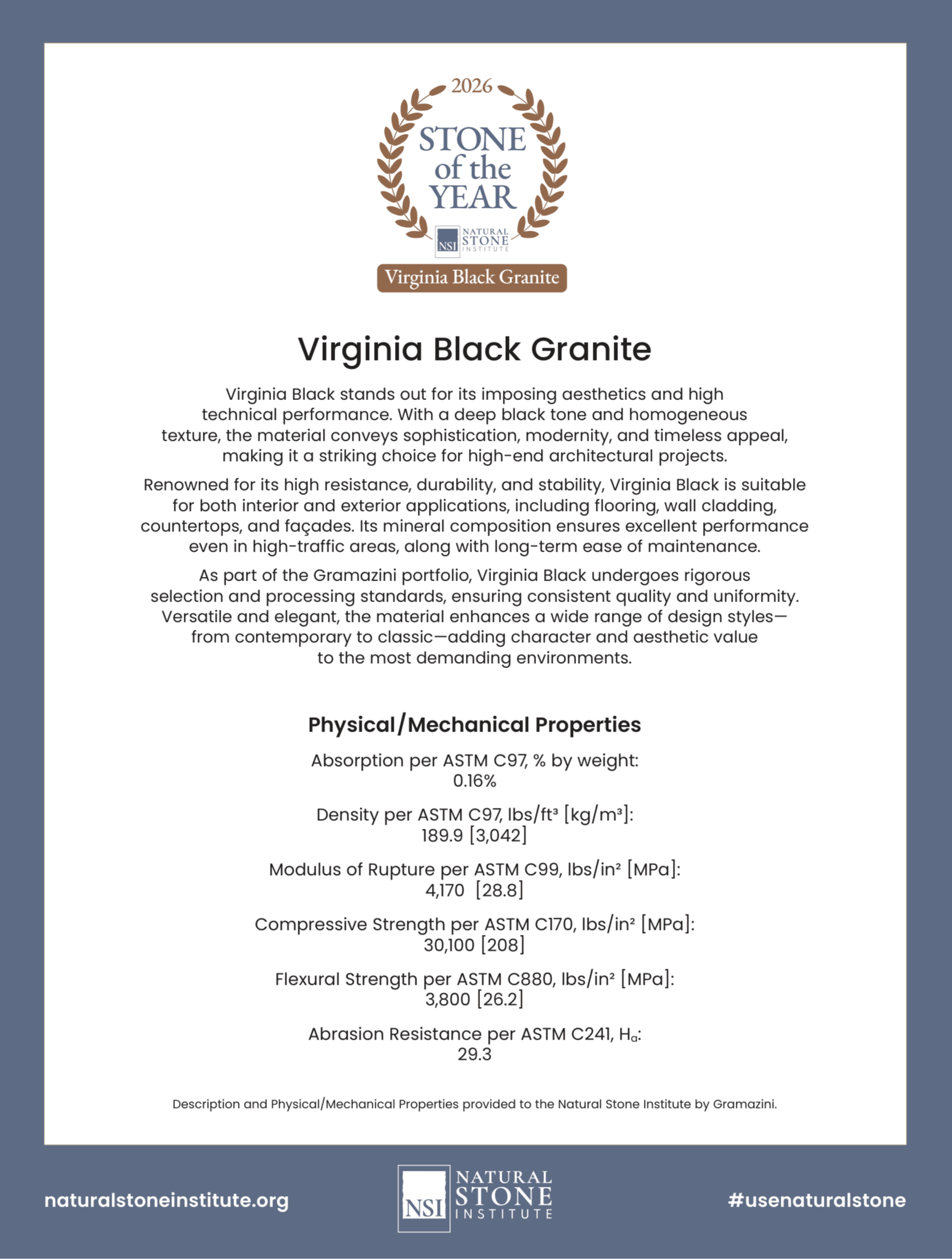 Natural Stone Institute Certificate